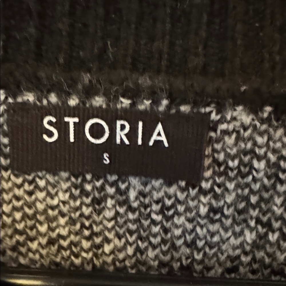 Storia Black Crewneck Sweater with Cream Lightning Bolts - Picture 3 of 3
